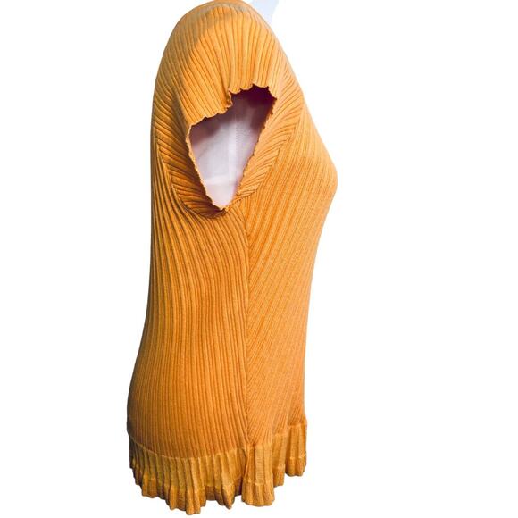 J. Jill Orange Ribbed Ruffle Edge Tee Top Blouse Large - Picture 6 of 16